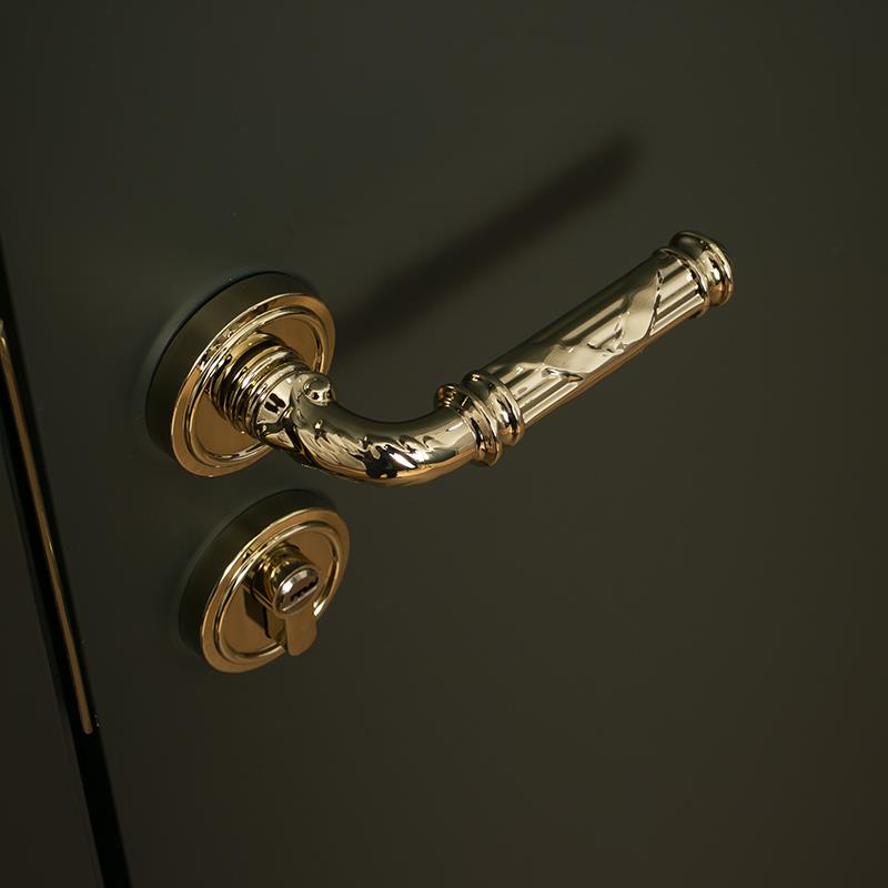 INDOORS飘带系法式金色卧室门锁复古简欧轻奢静音家用锁房门把手