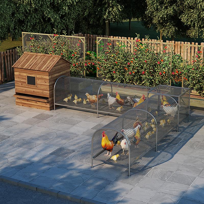 新款走地鸡笼隧道养鸡兔子跑道萌宠铁丝网溜达鸡家用笼子户外耐用