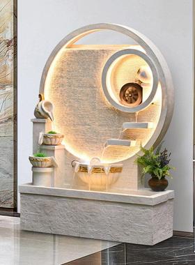 现代高山流水墙造景观庭院花园客厅公司迎门水幕屏风假山喷泉摆件