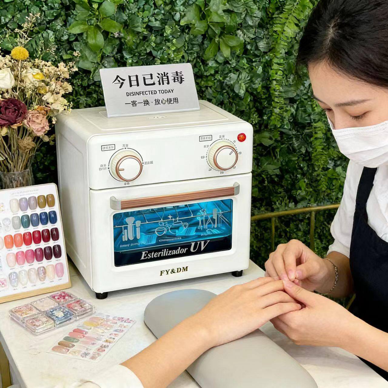牙针针灸美妆工具双层纹绣工具消毒盒镊子美发店口罩美容消毒柜