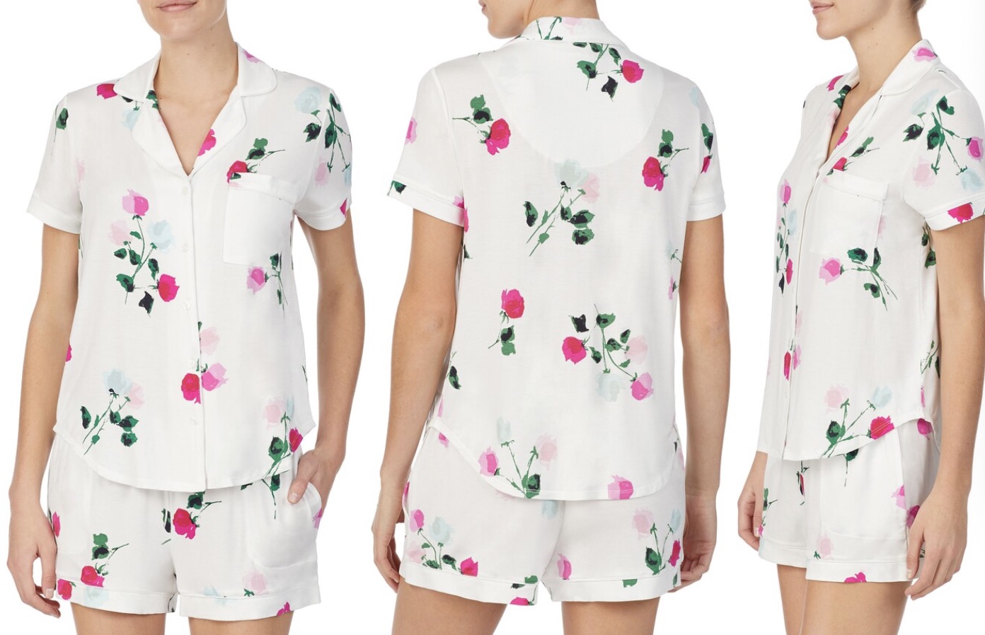 短袖莫代尔睡衣轻奢玫瑰花