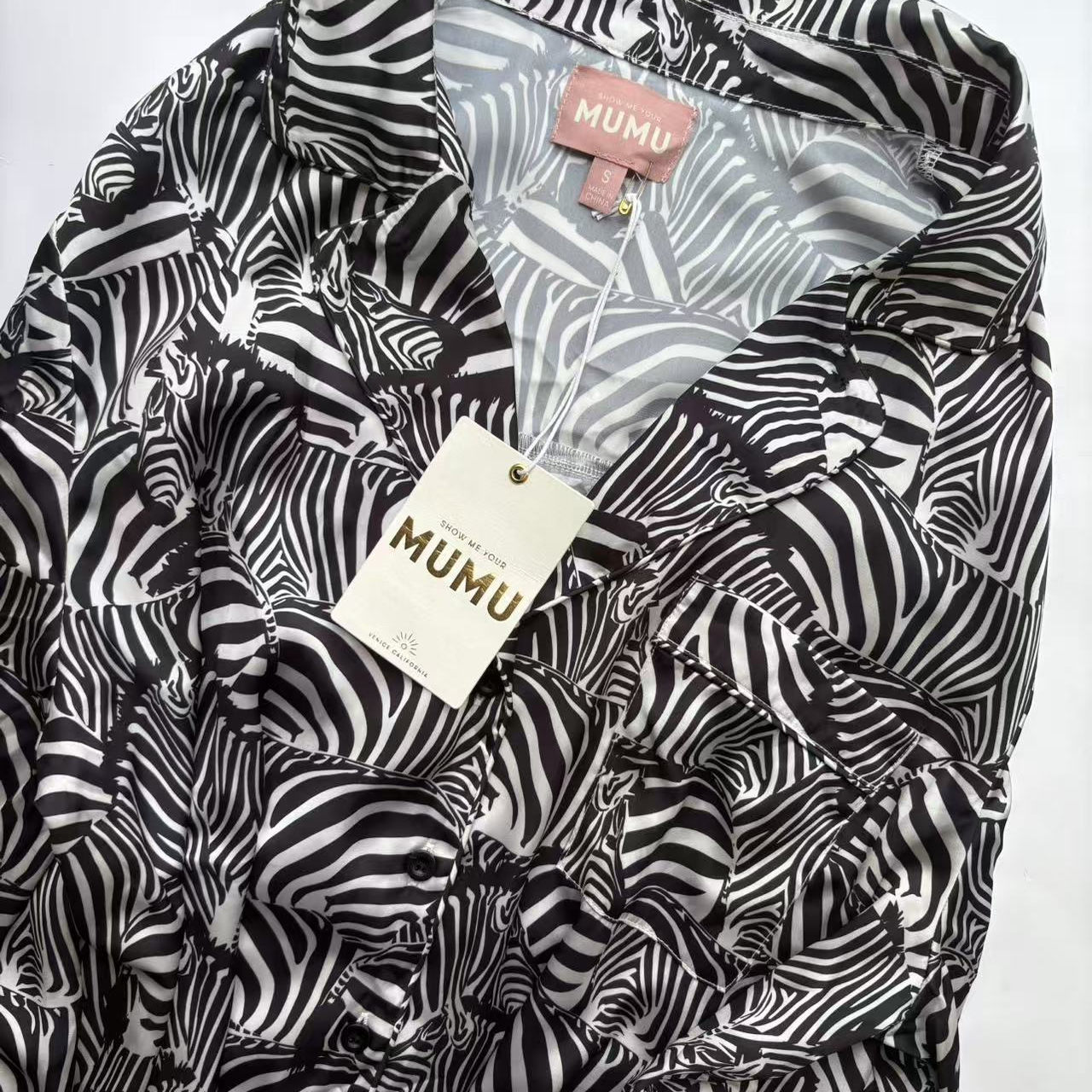 出口美国showmeyourmumu缎面丝滑长袖上衣时尚个性风