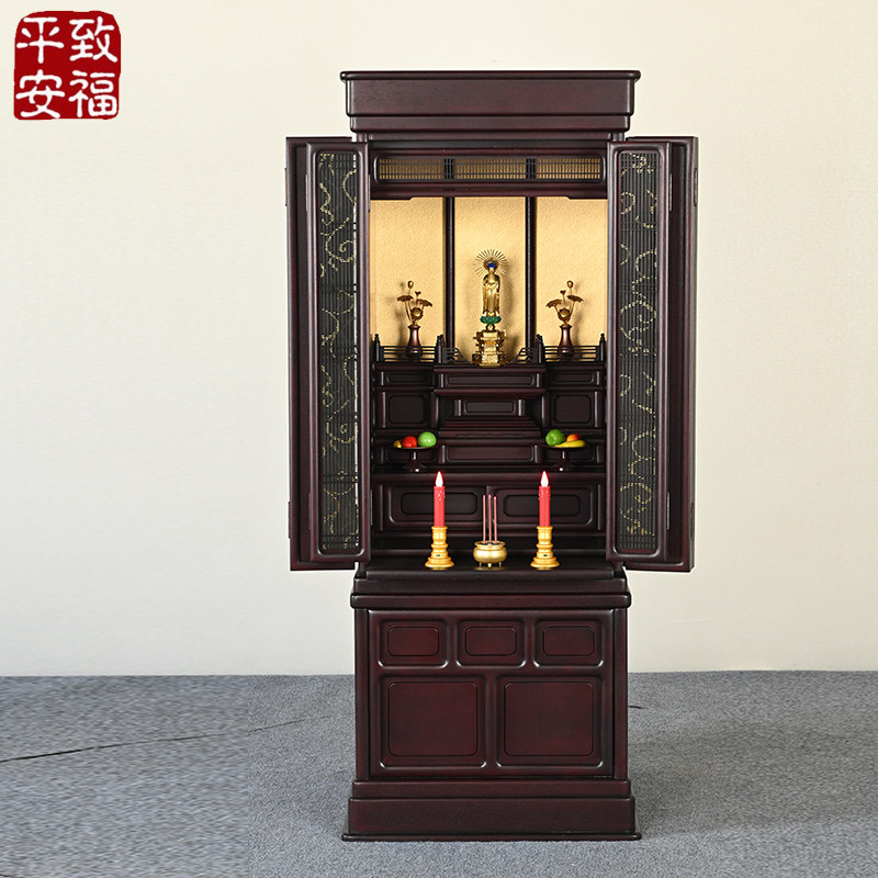 日本回流实木佛龛立柜带门观音财神佛柜