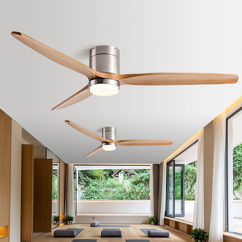 餐厅风扇灯实木吊扇灯客厅卧室家用变频一体低楼层吸顶电风扇吊灯