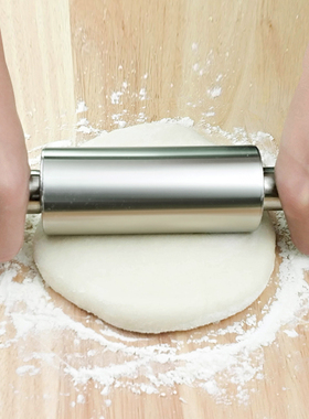 不锈钢滚轴擀面杖家用擀面棍饺子皮面条专用干面棍烘焙杆面棒神器