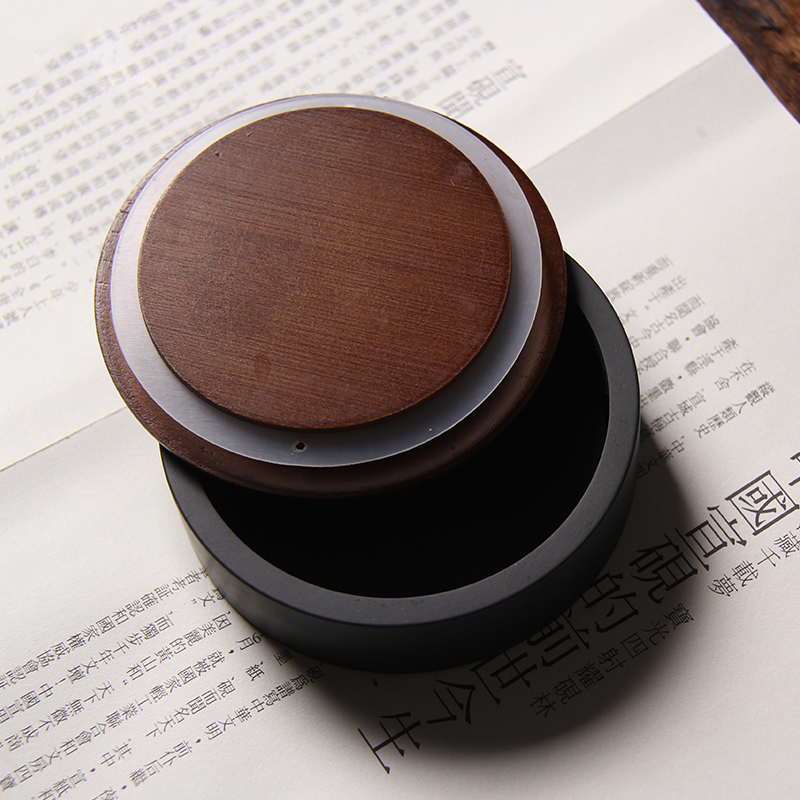 4寸带盖防蒸发墨海新品安徽歙砚