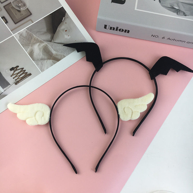 日系少女可爱恶魔天使翅膀发箍韩版网红蝙蝠发夹节日装扮发饰