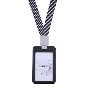 卡仕达双面透明翻盖卡套带一体伸缩扣挂绳拉伸打卡识别证门禁卡套员工厂牌配易拉扣吊绳定制印刷志愿者活动证