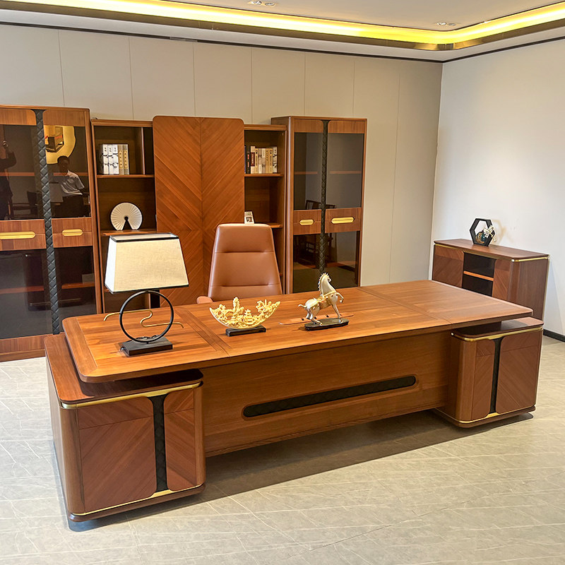 新中式实木老板桌总裁桌大气高档简约现代烤漆大班台办公桌椅组合