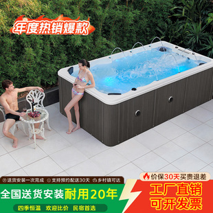 私人无边际成品泳池家用别墅户外智能亚克力恒温冲浪无尽头游泳池