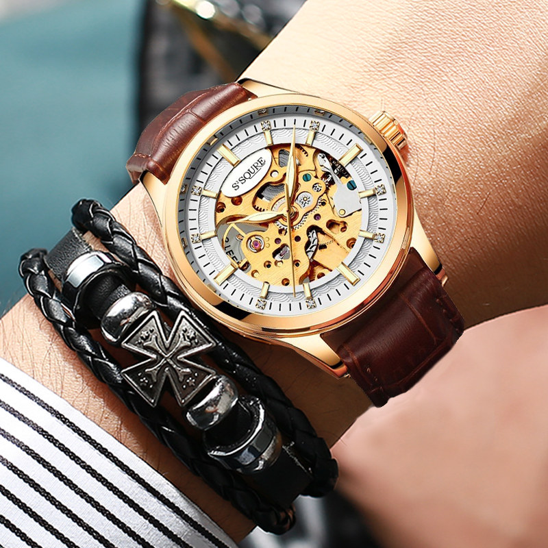 时加达男霸气全自动机械表学生镂空黑科技男士手表2019新款瑞士