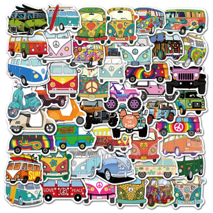 50张嘻哈风户外巴士Bike涂鸦贴纸行李箱笔记本电脑防水卡通贴画