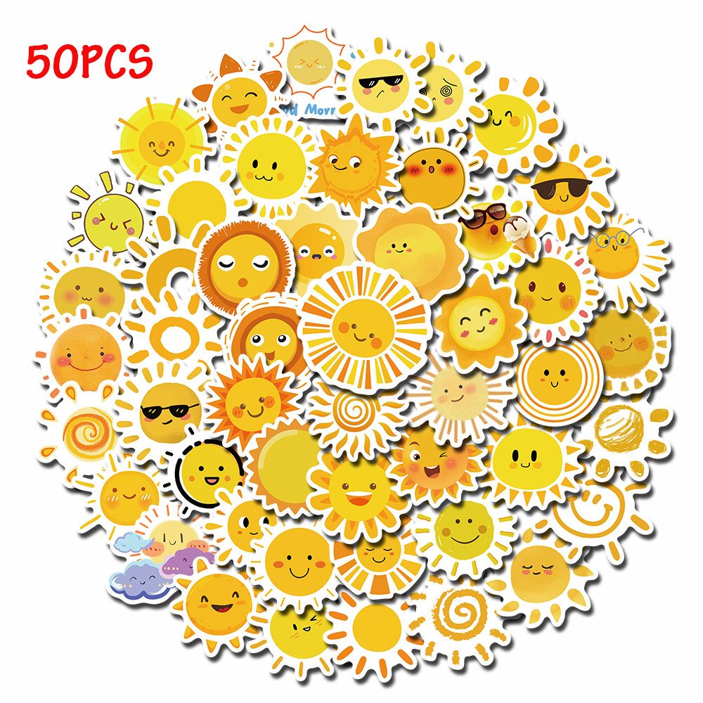 50张可爱太阳笑脸装饰贴纸