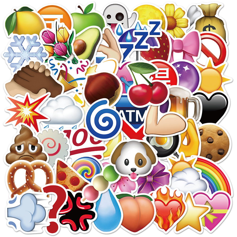 60张不重复创意个性搞怪emoji表情包贴纸水滴愤怒手机壳防水贴纸