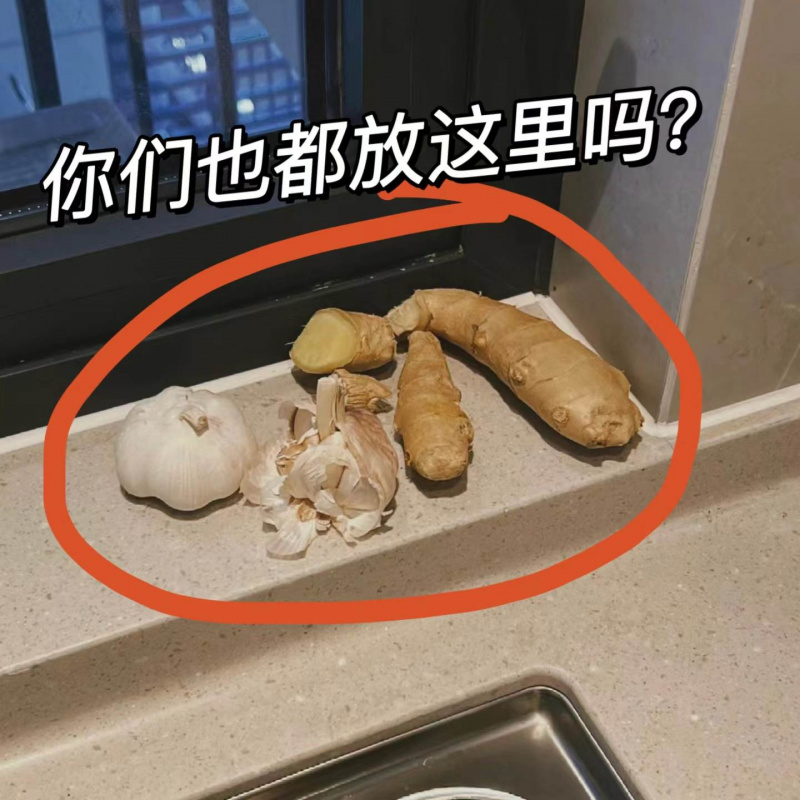 还在这么放？吸盘葱姜蒜旋转收纳筐收纳大蒜神器生姜微波炉清洁器