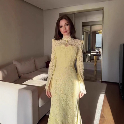 欧美风A字裙涤纶纯色连衣裙女