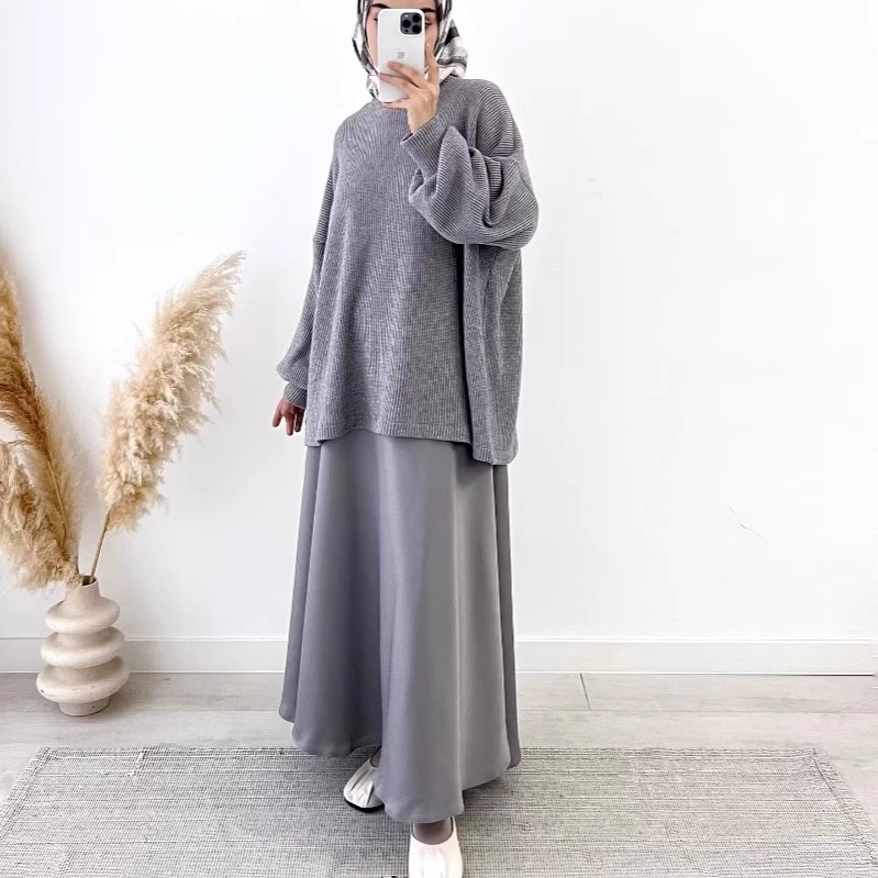 无品牌涤纶2025春纯色半身裙套装