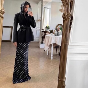 2025春欧美亚马逊跨境独立站外贸波点花朵西装 套装