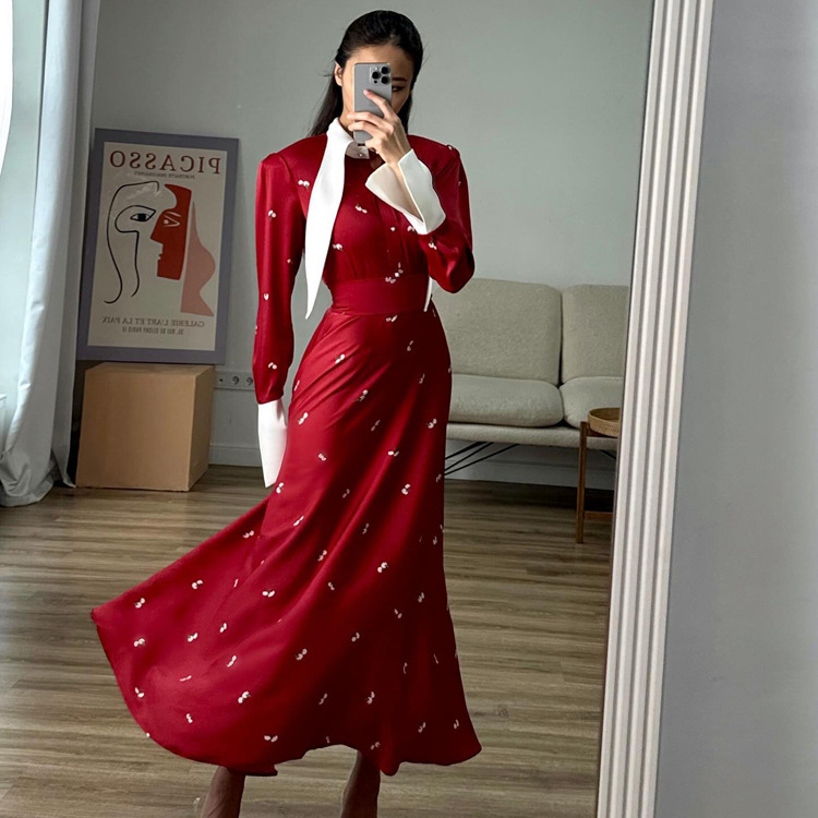 欧美风A字裙涤纶印花连衣裙女