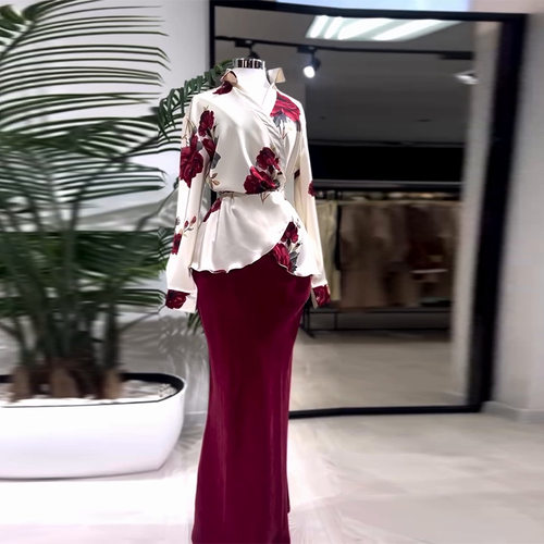 无品牌涤纶2025春印花半身裙套装