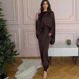 Sleeves Top One 蝙蝠袖 Skirt Bat Step Set 上衣一步裙两件套