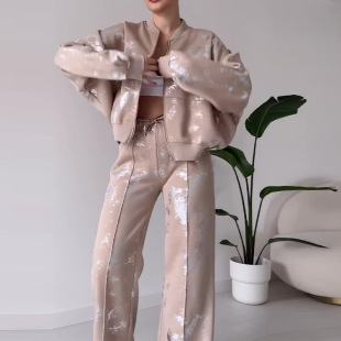 卫衣套装 2023秋季 纯色亮片设计感潮流爆款 欧美亚马逊跨境时尚 新款