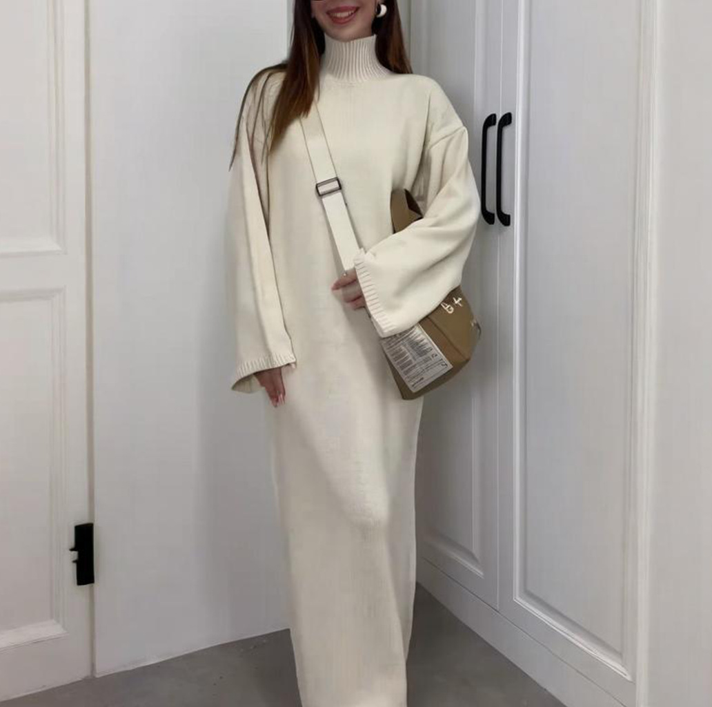 欧美风A字裙涤纶纯色连衣裙女