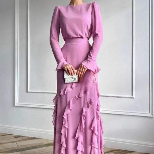 无品牌涤纶2025春纯色连衣裙