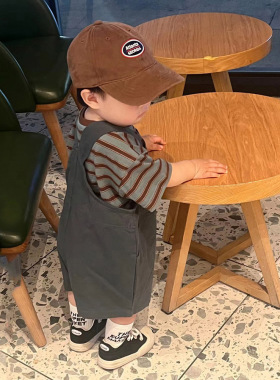 婴儿夏装短袖T恤0一3岁男宝宝夏天背带套装两件婴幼儿纯棉上衣服6