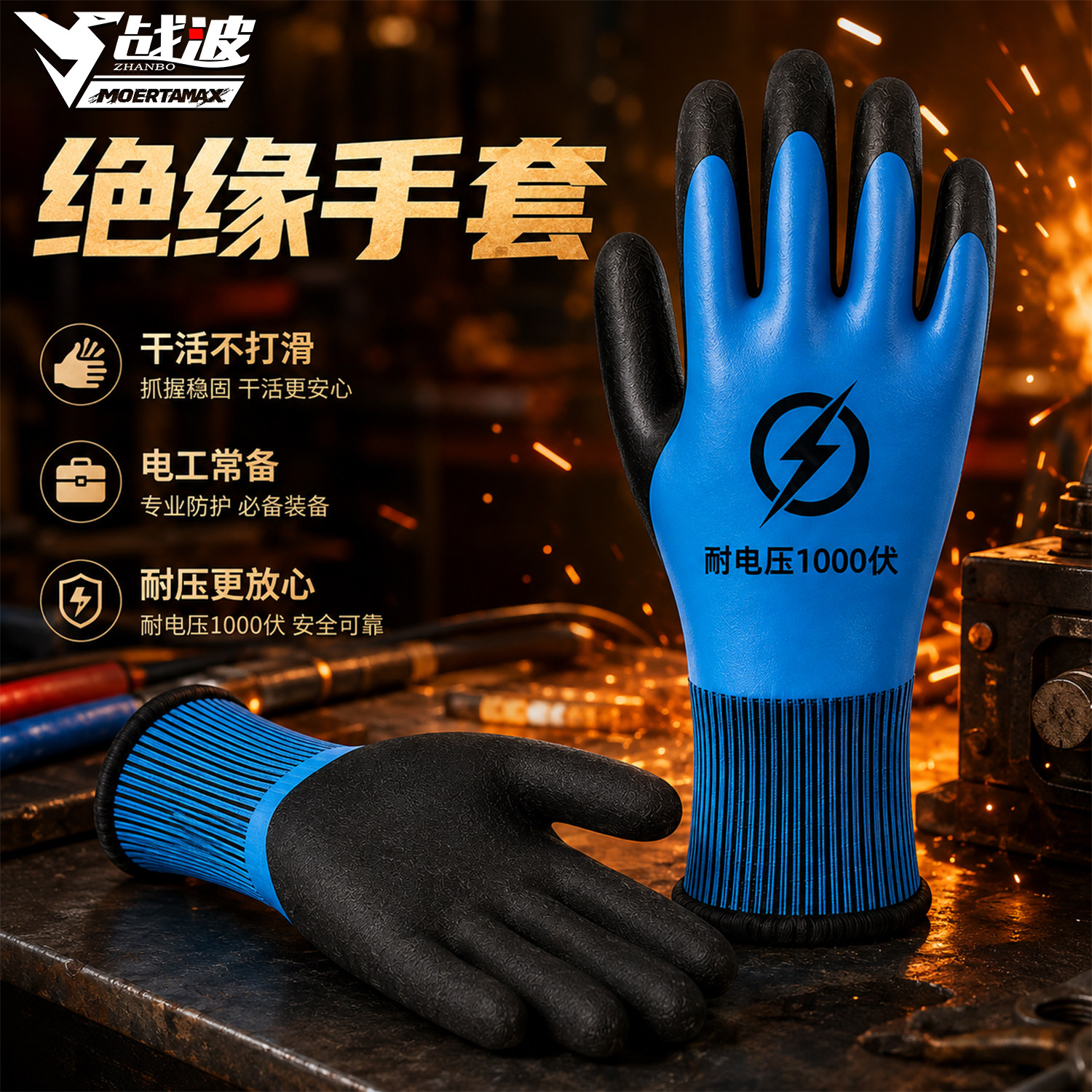 配电检修绝缘防护手套电工施工专用耐磨防水防滑防静电劳保手套