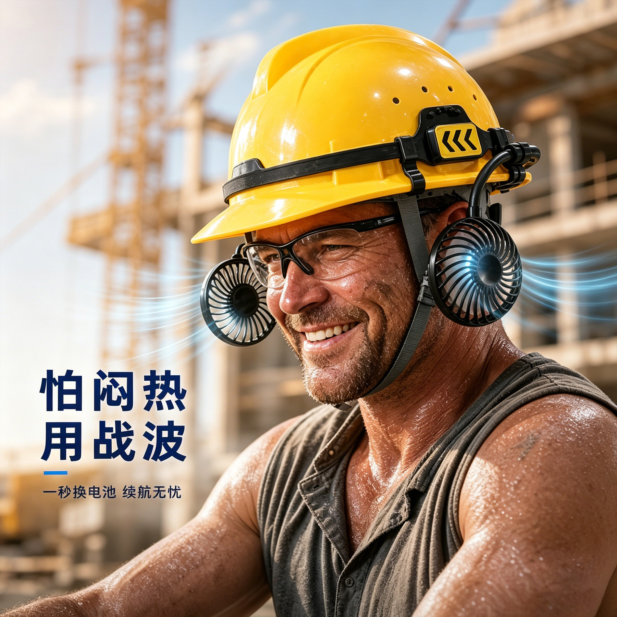 战波安全帽外置风扇降温神器图片