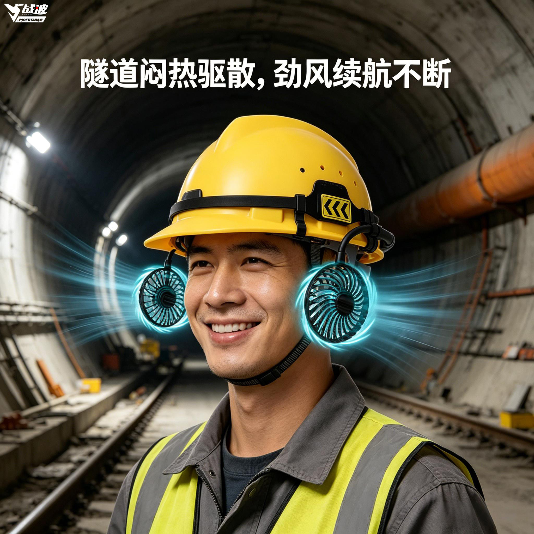 战波安全帽风扇加装可拆卸外置空调制冷工地头盔加装件风力大633