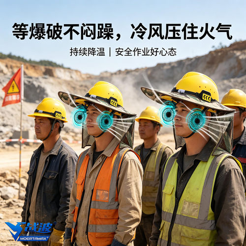 战波工地安全帽风扇降温防晒