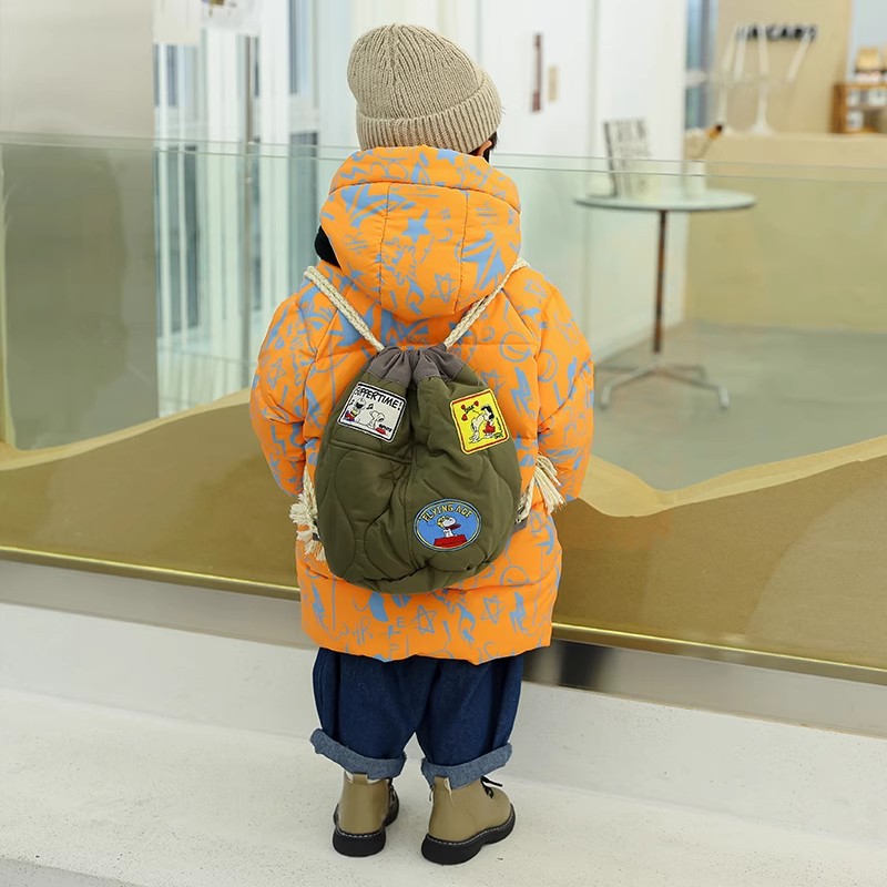 2025新款潮男童羽绒服儿童宝宝白鸭绒中长款加厚涂鸦保暖童装外套