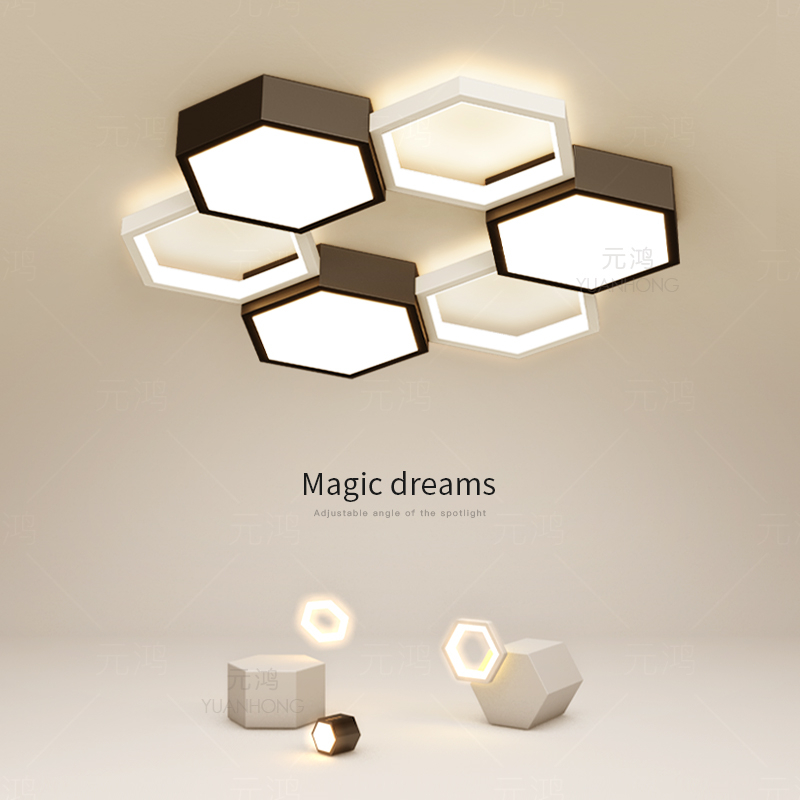 创意led卧室灯简约现代吸顶灯几何客厅灯个性餐厅书房灯中山灯具