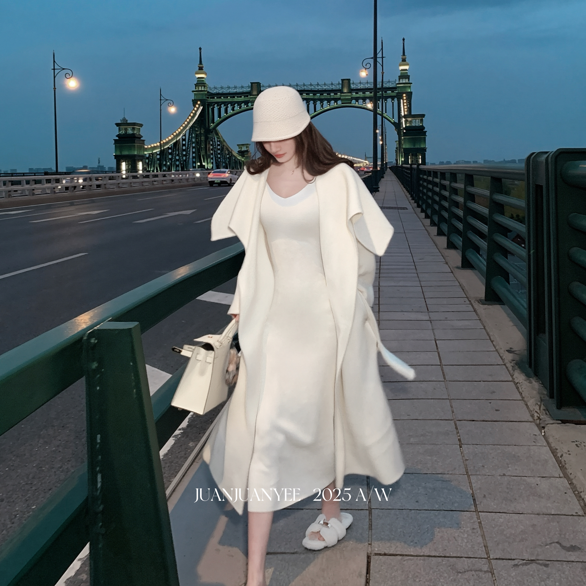 juanjuanyee【小韩Lapl*同款】围脖式两穿全羊毛千金长款双面呢