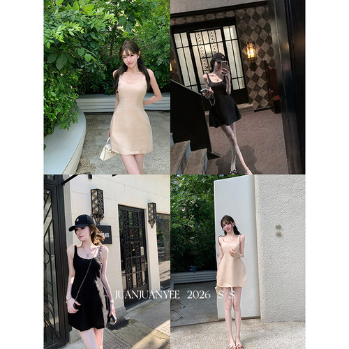 juanjuanyee【富美裙】1oo麻 多道立体收省剪裁 通勤亚麻连衣短裙