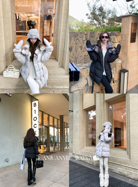 juanjuanyee【lp联名龙猫】青紫蓝龙猫獭兔中长款羽绒服带手套