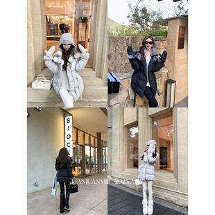 juanjuanyee【lp联名龙猫】青紫蓝龙猫獭兔中长款羽绒服带手套