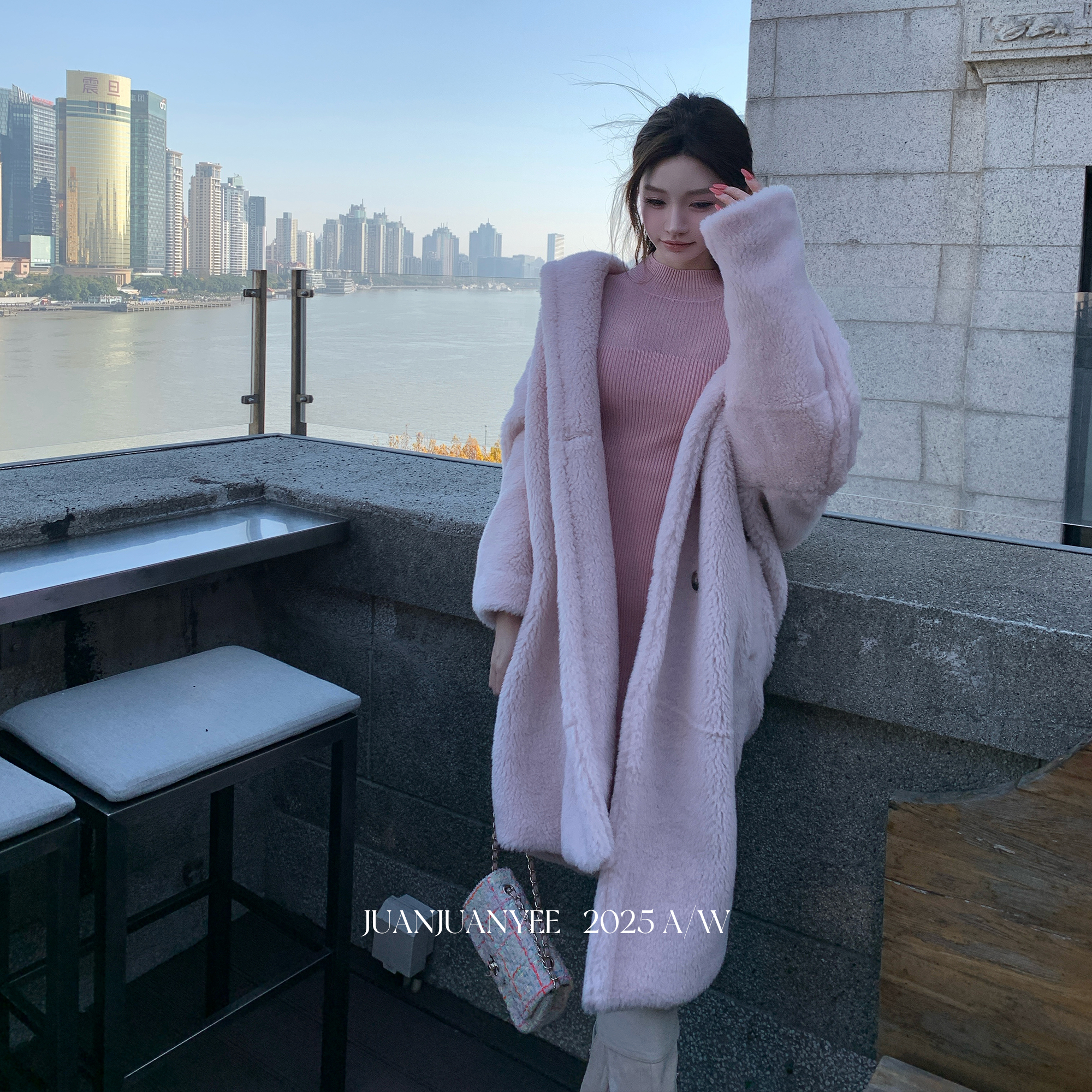 juanjuanyee【Max经典之作】定制秋冬中长款毛毛泰迪羊毛保暖大衣