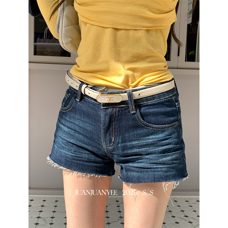 juanjuanyee【曼谷街区】美式复古牛仔做旧洗水A字热裤短裤女