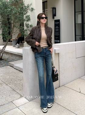 juanjuanyee“Rl3 5K＋”重磅 秋冬猫须直筒微喇裤