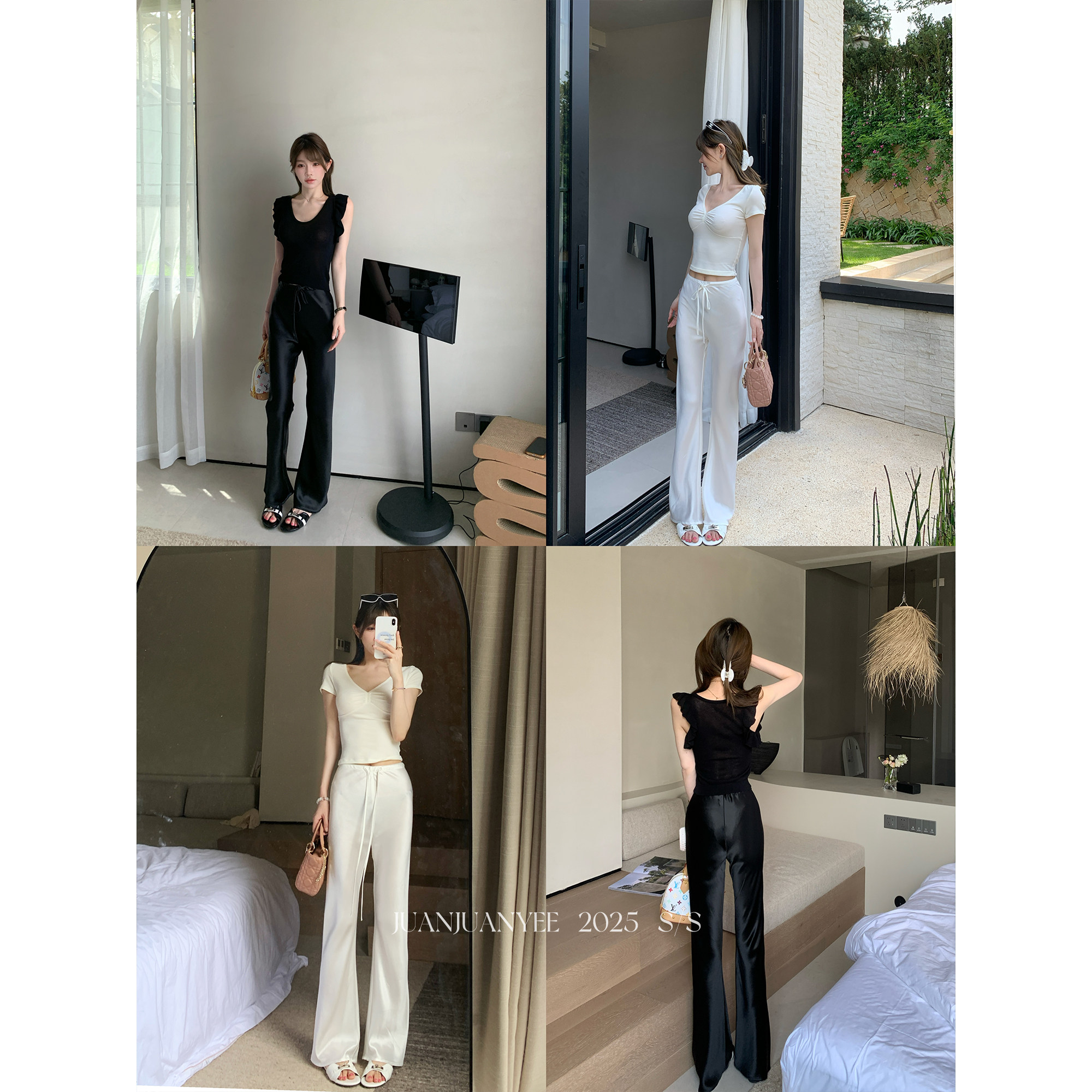 juanjuanyee【金贵姐姐】夏季凉感舒适直筒醋酸裤贵气