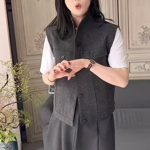 深圳南油#2026早春新款香港巴黎五区AK休闲宽松百搭立领无袖马甲