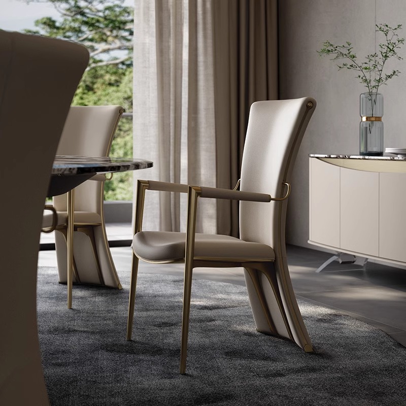 轻奢主人椅高端茶椅子茶桌喝茶台泡茶茶椅不锈钢茶室喝茶椅子