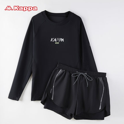Kappa男士泳衣泳裤套装潜水服长袖男生速干上衣青少年全身游泳衣