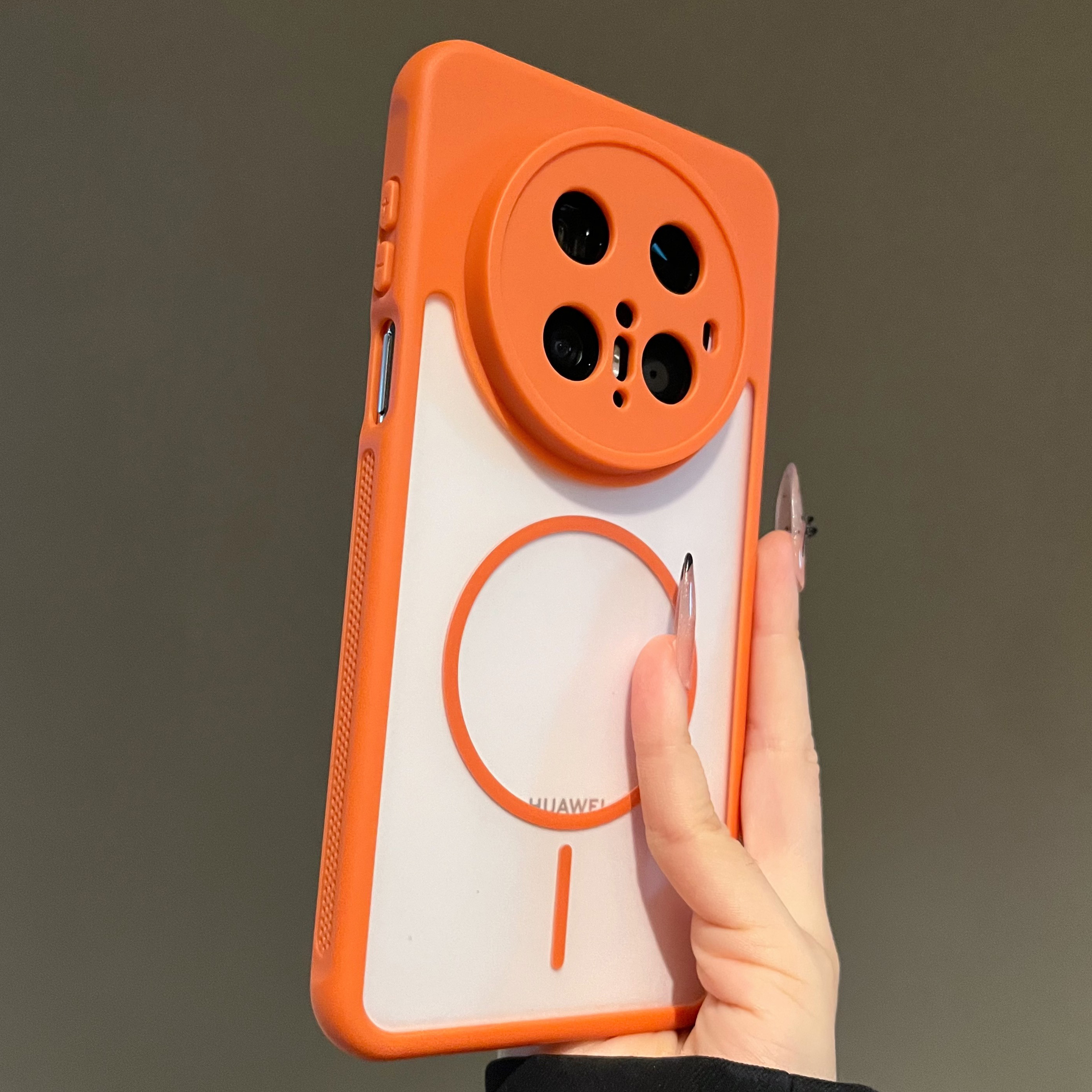 橙色半透磨砂【细磁吸】适用华为mate70pro+手机壳简约风mate60pro高档防摔pura80薄壳pura70新款保护套
