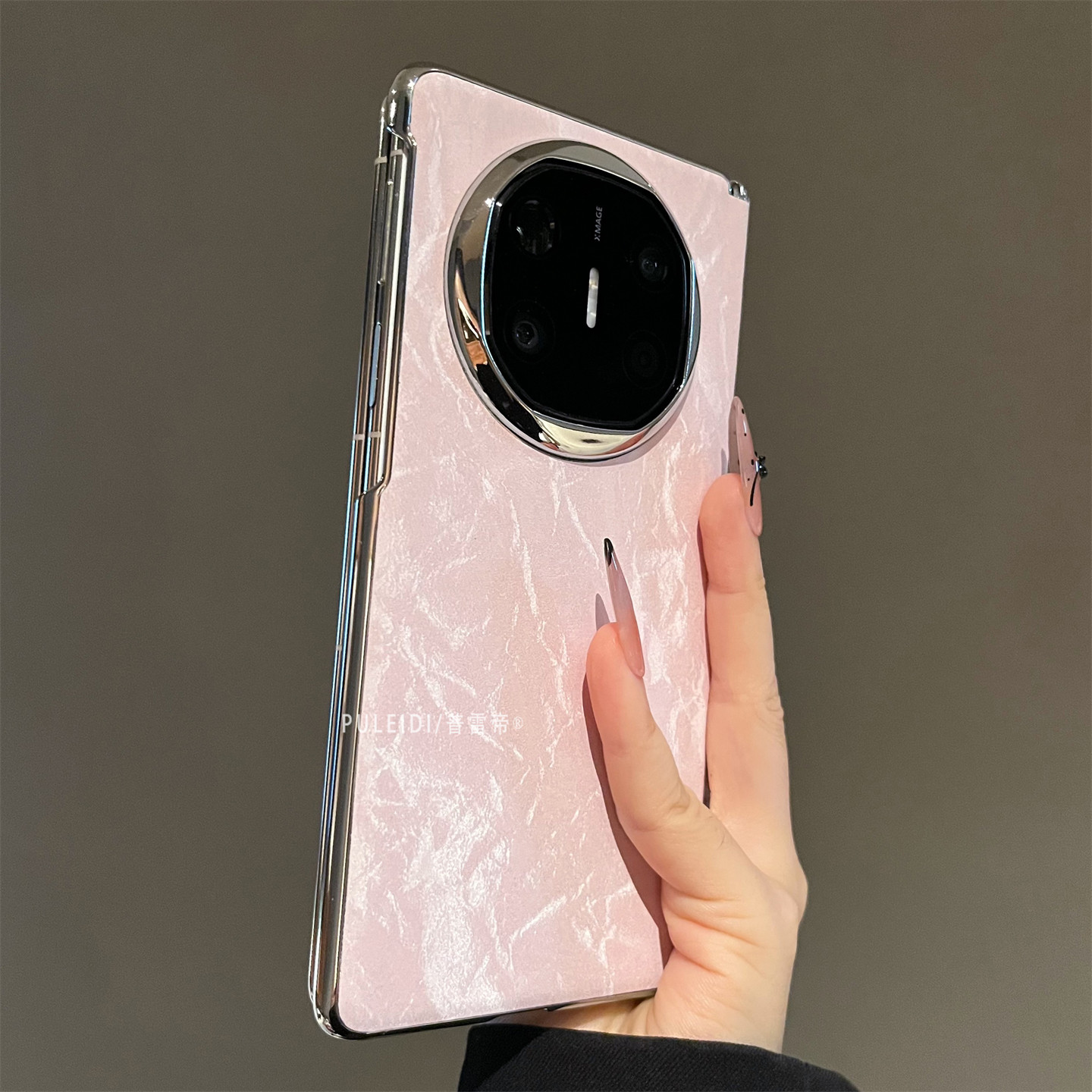 ins风粉色丝绒适用华为MateX6典藏版折叠屏手机壳简约高级感MateX5磁吸中轴MateX3全包防摔保护套