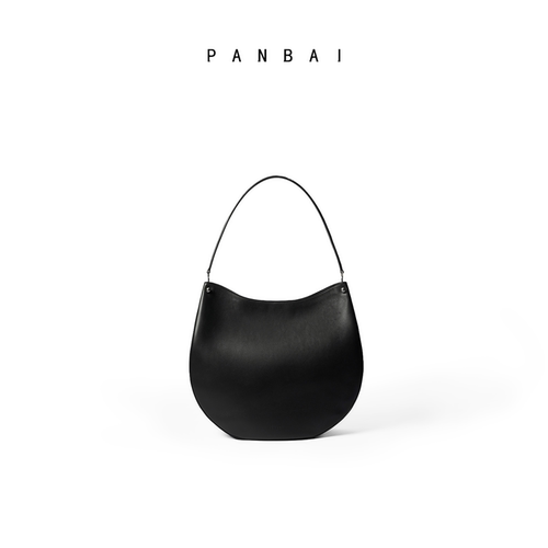 PANBAI 2026新款爿圆包小号女包水染马鞍牛皮手工半圆形手提包包