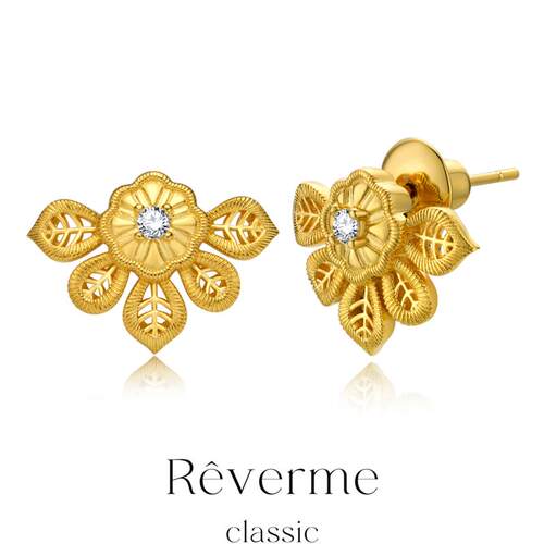 Rêverme  Classic 镀金镂空花蕾耳环高级感耳环耳饰